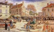 Ludovic Piette The Market Outside Pontoise Town hall Sweden oil painting artist